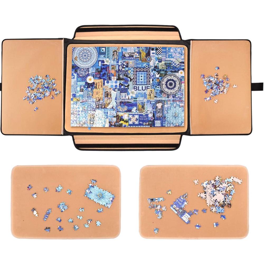 image1500 Pieces Jigsaw Puzzle Board Portable Puzzle Board Jigsaw Puzzle Table Board Puzzle Keeper Puzzle Caddy with Sorting Trays ampamp Detachable BoardNonSlip Surface