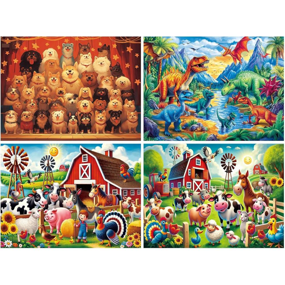 imageALL4JIG 4 in 1 Delicious Food Fun Jigsaw Puzzles for Kids Ages 48 24 Pieces 9quot  6quot Christmas Secret Santa Gift White Elephant Gifts for Girls and Boys Learning EducationalAnimal
