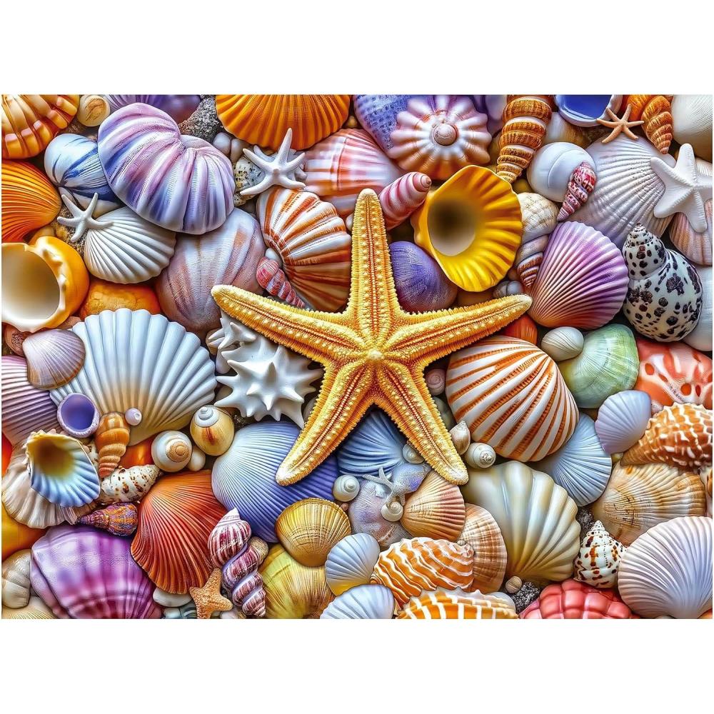 imageALL4JIG Butterfly Fun Jigsaw Puzzles for Adults and Kids 500 Pieces 197quot x 197quot Christmas Secret Santa Gift White Elephant Gifts Number Partitioned for Easy SolvingStarfish