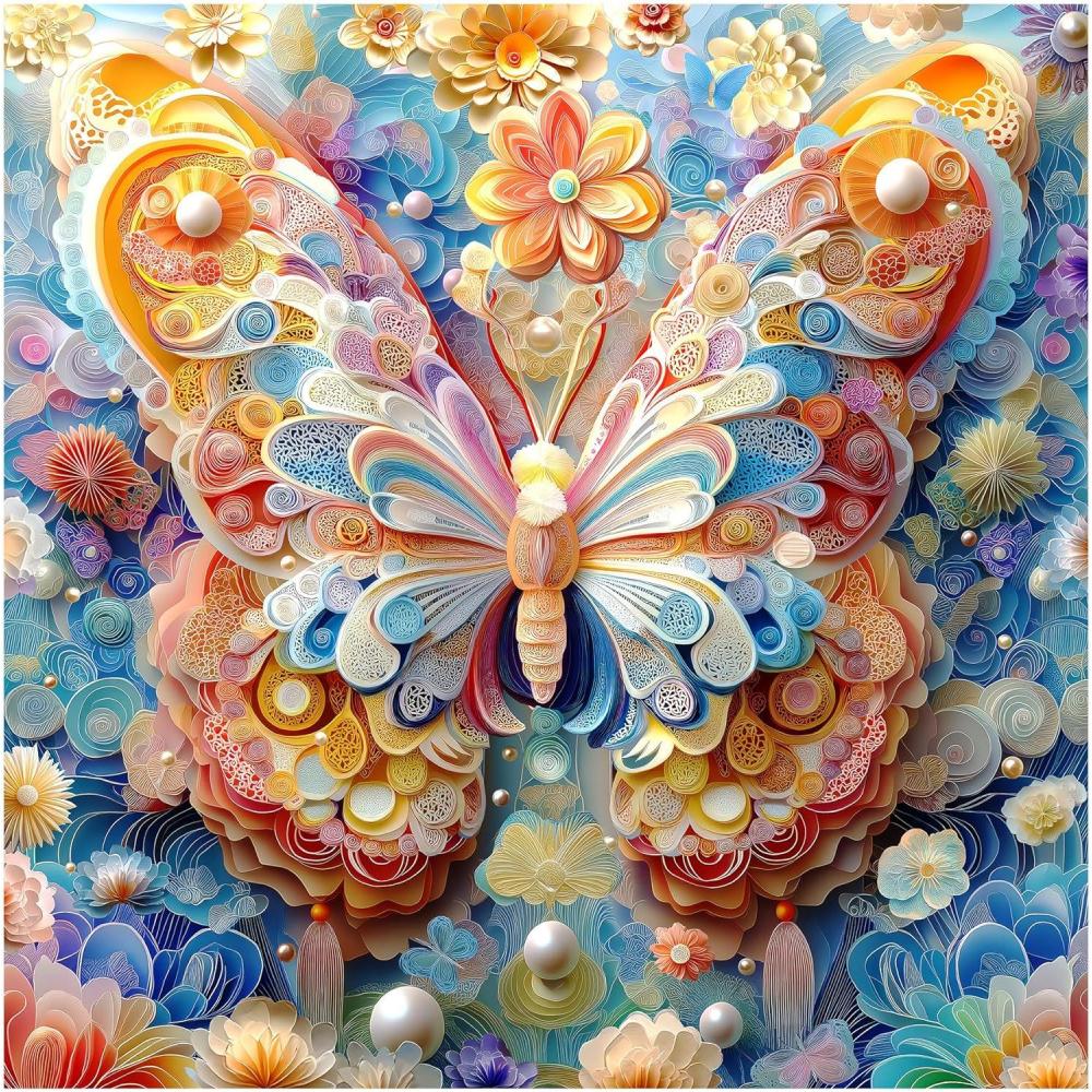 imageALL4JIG Butterfly Fun Jigsaw Puzzles for Adults and Kids 500 Pieces 197quot x 197quot Christmas Secret Santa Gift White Elephant Gifts Number Partitioned for Easy SolvingSmall Butterfly