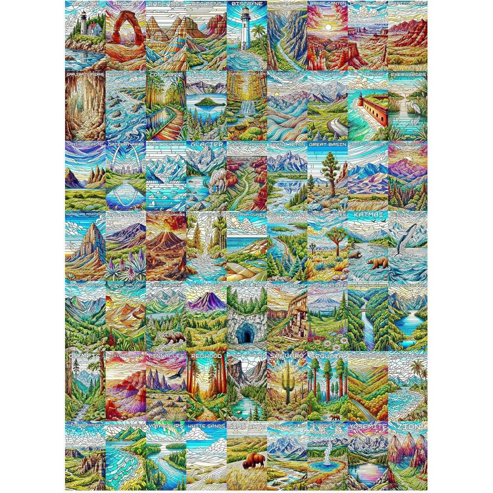 imageALL4JIG Dog Corgi Fun Jigsaw Puzzles for Adults and Kids 1000 Pieces Christmas Secret Santa Gift White Elephant Gifts for Dog Lovers Number Partitioned for Easy SolvingNational Park  C