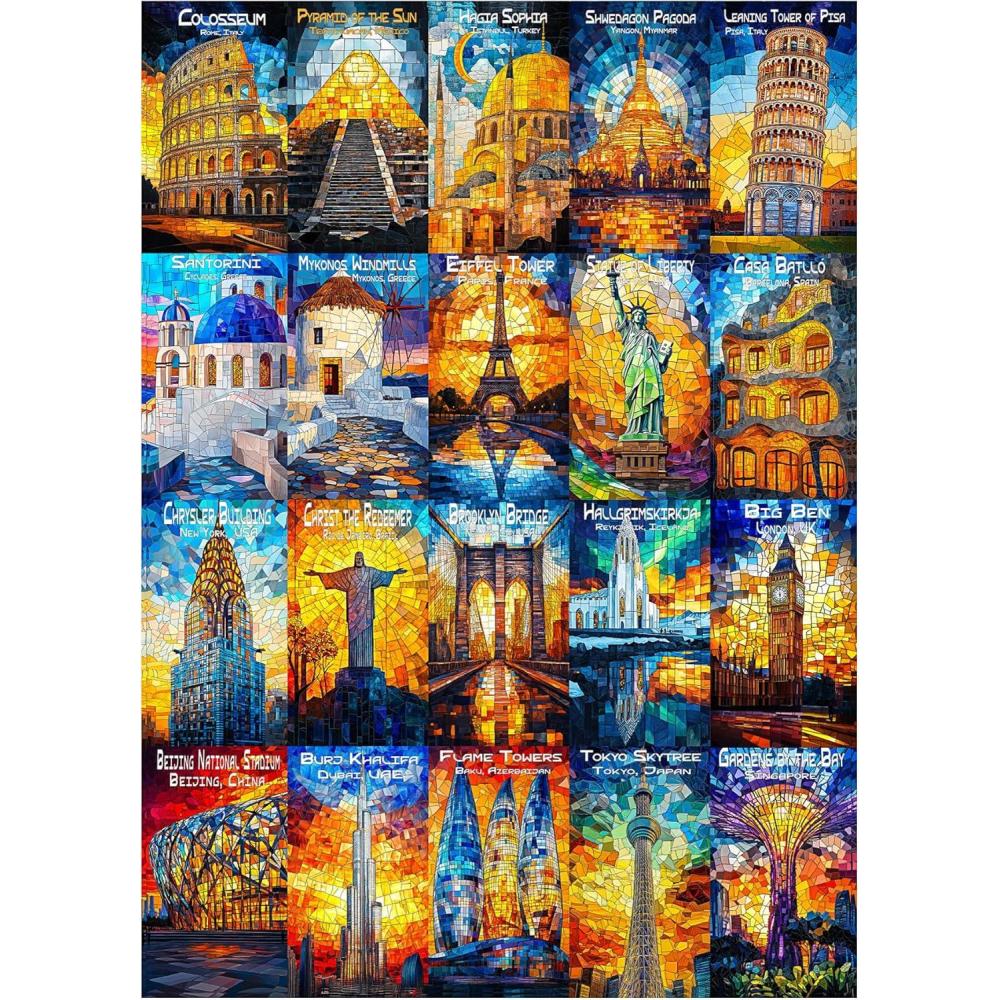 imageALL4JIG Dog Corgi Fun Jigsaw Puzzles for Adults and Kids 1000 Pieces Christmas Secret Santa Gift White Elephant Gifts for Dog Lovers Number Partitioned for Easy SolvingWorld Landmark