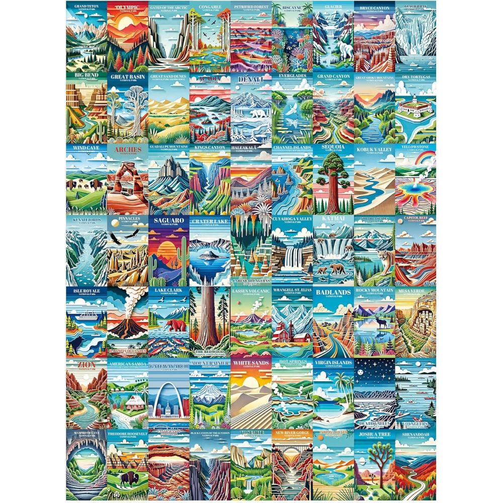 imageALL4JIG Dog Corgi Fun Jigsaw Puzzles for Adults and Kids 1000 Pieces Christmas Secret Santa Gift White Elephant Gifts for Dog Lovers Number Partitioned for Easy SolvingNational Park  A