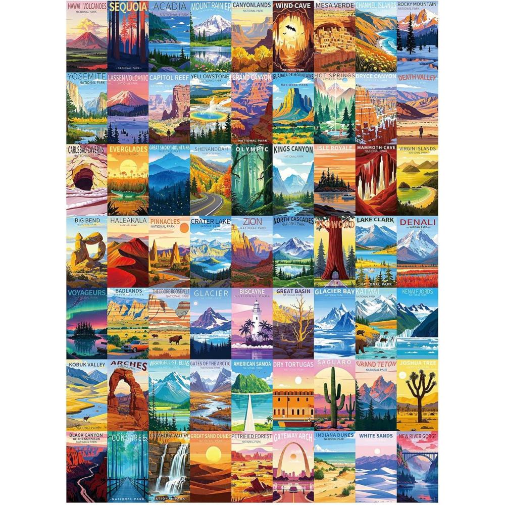imageALL4JIG Dog Corgi Fun Jigsaw Puzzles for Adults and Kids 1000 Pieces Christmas Secret Santa Gift White Elephant Gifts for Dog Lovers Number Partitioned for Easy SolvingNational Park  B