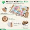 imageALL4JIG 1500 Pieces 2in1 Tilting ampamp Rotating Puzzle Board for Adults Gifts Wooden Jigsaw Puzzle Table with 4 Drawers Portable Board with Lazy Susan and Cover 252quot x 342quotIron