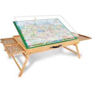 imageALL4JIG 1000PCS Adjustable Jigsaw Puzzle Board with 4 Drawers ampamp Cover 3TiltingAngle Jigsaw Wooden Puzzle Table for Adults 21 X 29quot Puzzle EaselPortable Puzzle Table with Legs