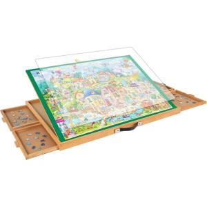 imageALL4JIG 1000PCS Adjustable Wooden Jigsaw Puzzle Board with 4 Drawers ampamp Cover  3TiltingAngle Puzzle Table for Adults  25quot X 34quot Portable Puzzle Table Top Easel