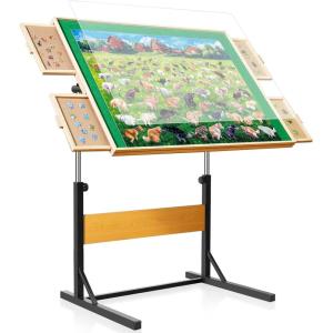 imageALL4JIG 1500 Pieces Puzzle Table for Adults Gifts Wooden Jigsaw Puzzle Table with 4 Drawers Upgraded Stability ampamp Optimized Lightweight Design Puzzles for AdultsWithout Wheels