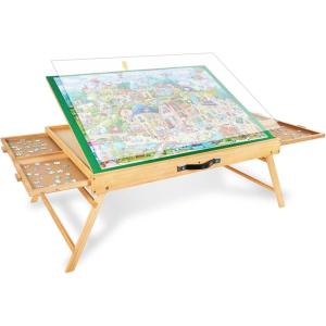imageALL4JIG 2000PCS Portable Puzzle Table with Legs Adjustable Jigsaw Wooden Puzzle Board with 4 Drawers ampamp Cover Birthday Gift for mom 3TiltingAngle Jigsaw Puzzle Table for AdultsShort Legs