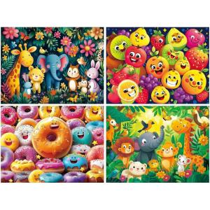 imageALL4JIG 4 in 1 Delicious Food Fun Jigsaw Puzzles for Kids Ages 48 24 Pieces 9quot  6quot Christmas Secret Santa Gift White Elephant Gifts for Girls and Boys Learning EducationalFruit
