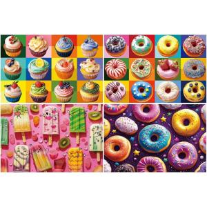 imageALL4JIG 4 in 1 Delicious Food Fun Jigsaw Puzzles for Kids Ages 48 24 Pieces 9quot  6quot Christmas Secret Santa Gift White Elephant Gifts for Girls and Boys Learning EducationalDelicious Food