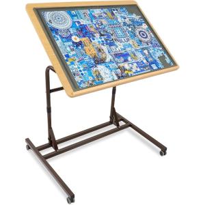 imageALL4JIG Adjustable Wooden Jigsaw Puzzle Table with Wheels Fits 5002000 Piece Puzzles Puzzle Board Not Included