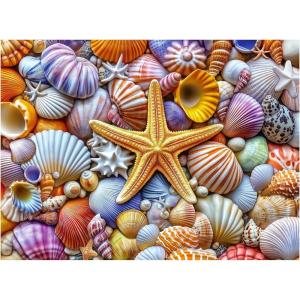 imageALL4JIG Butterfly Fun Jigsaw Puzzles for Adults and Kids 500 Pieces 197quot x 197quot Christmas Secret Santa Gift White Elephant Gifts Number Partitioned for Easy SolvingStarfish