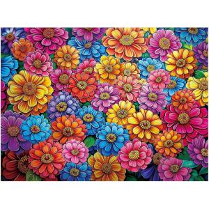 imageALL4JIG Dog Corgi Fun Jigsaw Puzzles for Adults and Kids 1000 Pieces Christmas Secret Santa Gift White Elephant Gifts for Dog Lovers Number Partitioned for Easy SolvingColorful Flowers