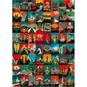 imageALL4JIG Dog Corgi Fun Jigsaw Puzzles for Adults and Kids 1000 Pieces Christmas Secret Santa Gift White Elephant Gifts for Dog Lovers Number Partitioned for Easy SolvingRed Iconic Landmarks