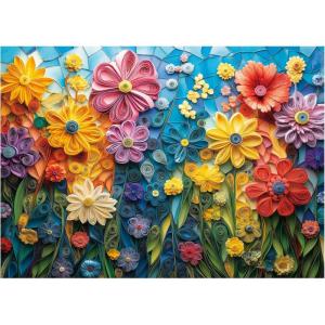 imageALL4JIG Flowers Fun Jigsaw Puzzles for Adults and Kids 1000 Pieces Christmas Secret Santa Gift White Elephant Gifts for Dog Lovers Number Partitioned for Easy Solving