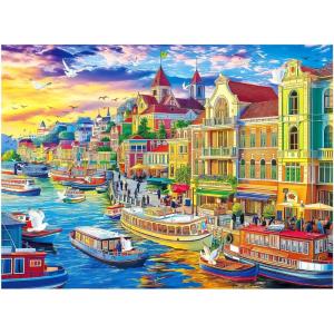imageALL4JIG Harbor City Fun Jigsaw Puzzles for Adults and Kids 500 Pieces 2047 x 1496 Christmas Secret Santa Gift White Elephant Gifts Number Partitioned for Easy Solving