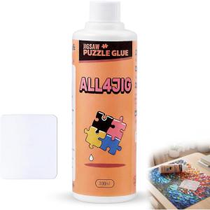 imageALL4JIG Jigsaw Puzzle Glue Clear 300ML with Scraper ClearDrying Puzzle Saver for Finished Puzzles Smooth Even Application Protective Gloss Finish