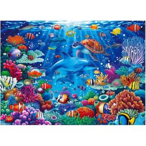 imageALL4JIG Sea World Fun Jigsaw Puzzles for Adults and Kids 500 Pieces Christmas Secret Santa Gift White Elephant Gifts Number Partitioned for Easy Solving