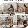 imageALL4JIG 2000 Pieces Rotating Puzzle Table with LED Light 4016285 Wooden Jigsaw Puzzle Board with 4 Drawers amp Cover Upgraded Stability Swivel Rolling Wheels amp Vertical Storage OptionGreyled